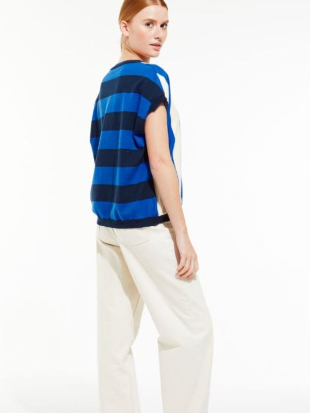 Mapoesie Paris Buren Marin Knit Sweater Top Blue White Striped Beachy Coastal - Picture 9 of 9